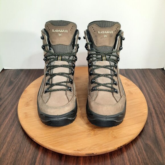 Lowa Renegade GTX Mid Womens 7 Wide Boots Stone Brown Leather Hiking Goretex - Picture 2 of 10